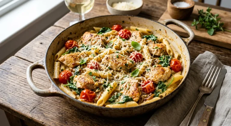 Gesunde Hähnchenpasta in 10 Min – gesund & günstig