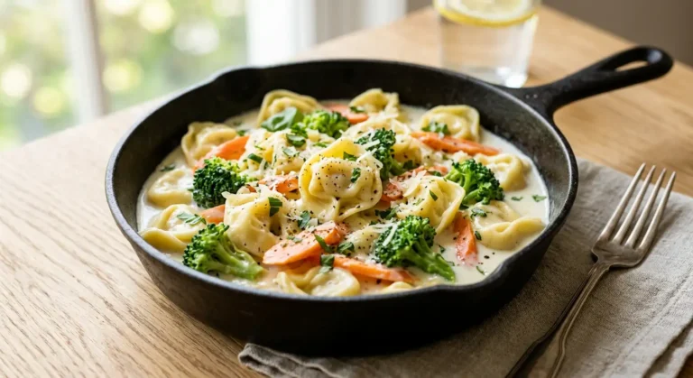 Cremige Tortellini Pfanne mit Gemüse – unter 8€