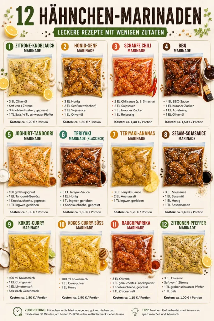 12 Hähnchen-Marinaden – Leckere Rezepte mit wenigen Zutaten