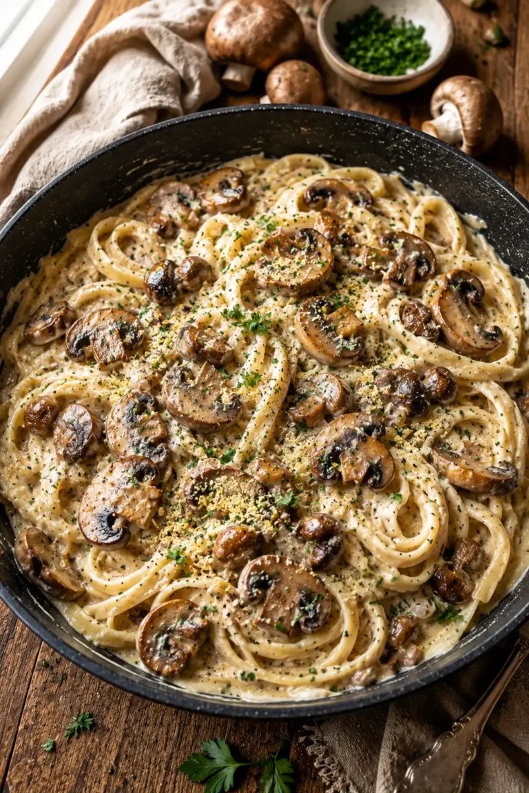 Cremige Champignon Rahmsauce ohne Sahne mit Pasta und Hafer Cuisine