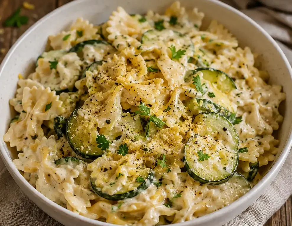 Zucchini Pasta vegan mit cremiger Hafersahne
