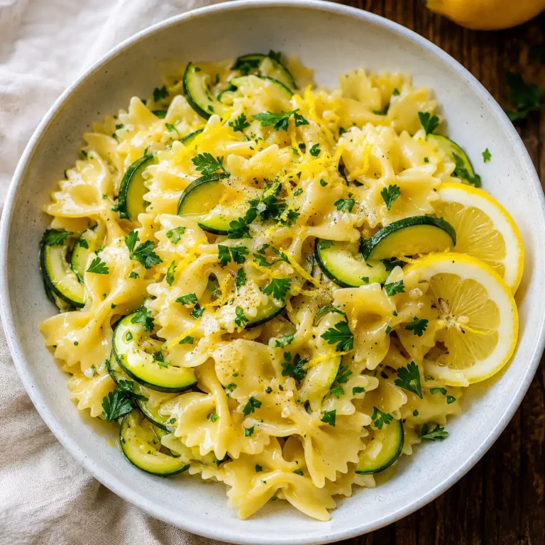 Zucchini Zitronen Pasta mit Parmesan, Zitronenzeste und frischer Petersilie