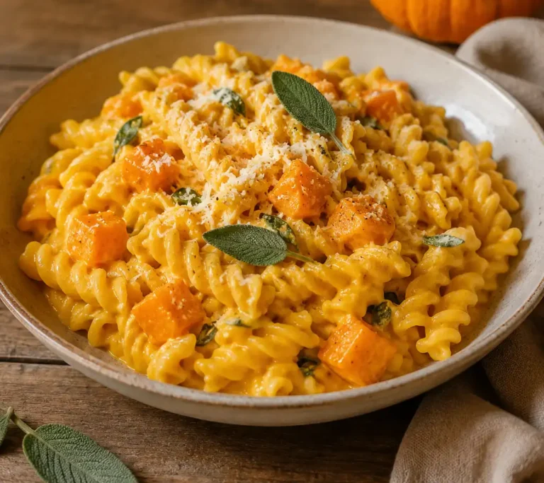 Cremige Kürbis Pasta mit Hokkaido, Sahne und Parmesan