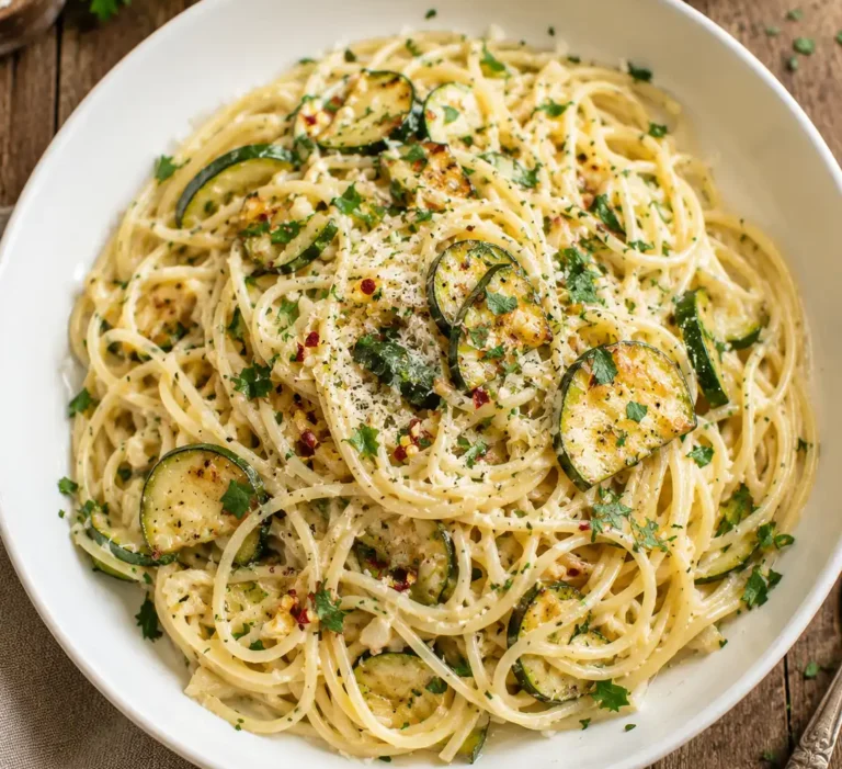 Cremige Zucchini Sahne Pasta mit Parmesan